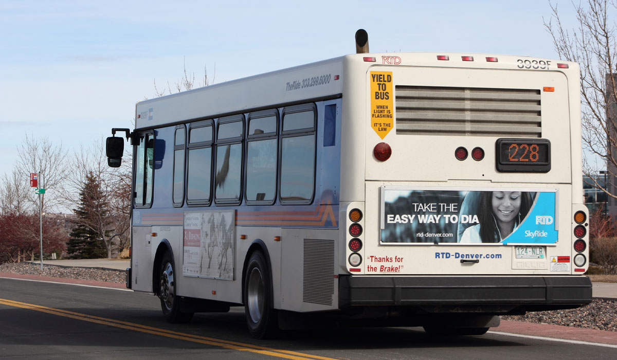 RTD bus pulled over during the daytime