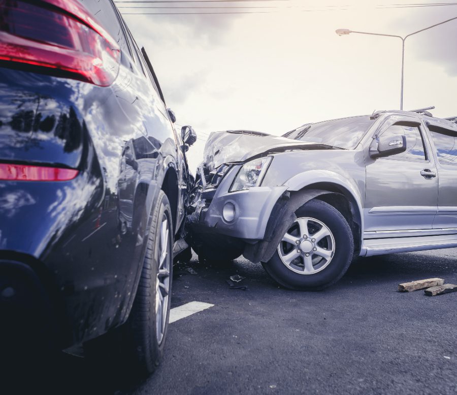 two cars have just crashed into one another