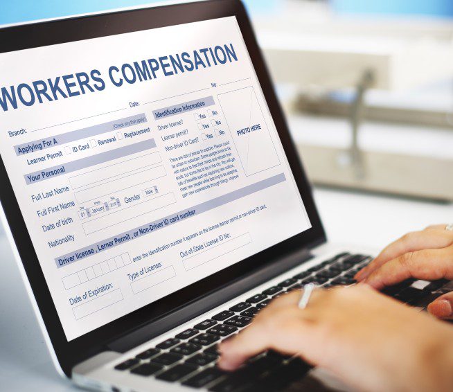 a workers compensation form on a computer