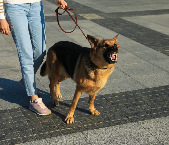 a german shephard snarls